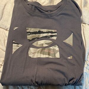 Under Armour Black Tee with Olive Camo Logo